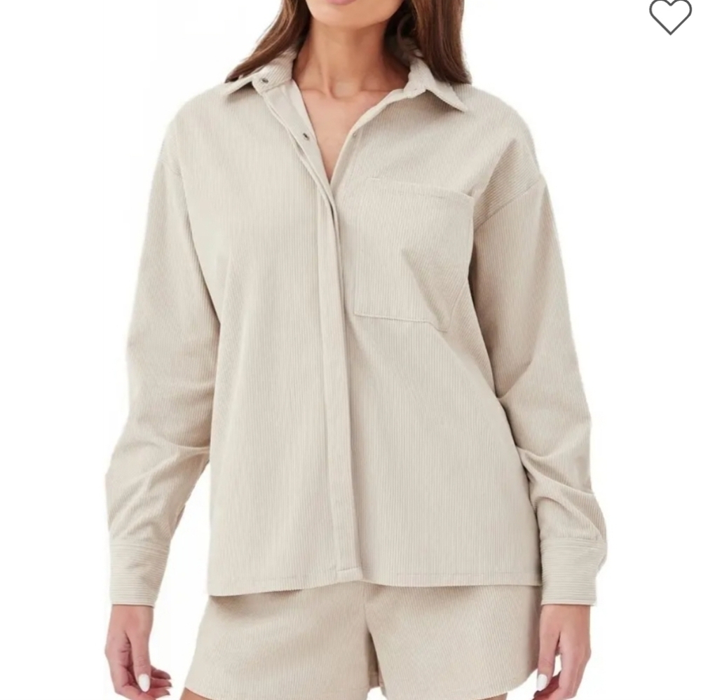 4th & Reckless Scarlett Oversized Shirt in Beige Marl size XS